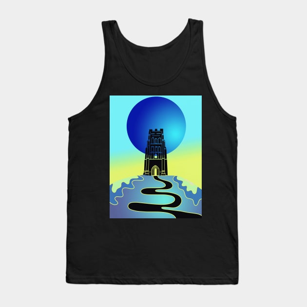 Glastonbury Tor Blu Tank Top by GalartCreations